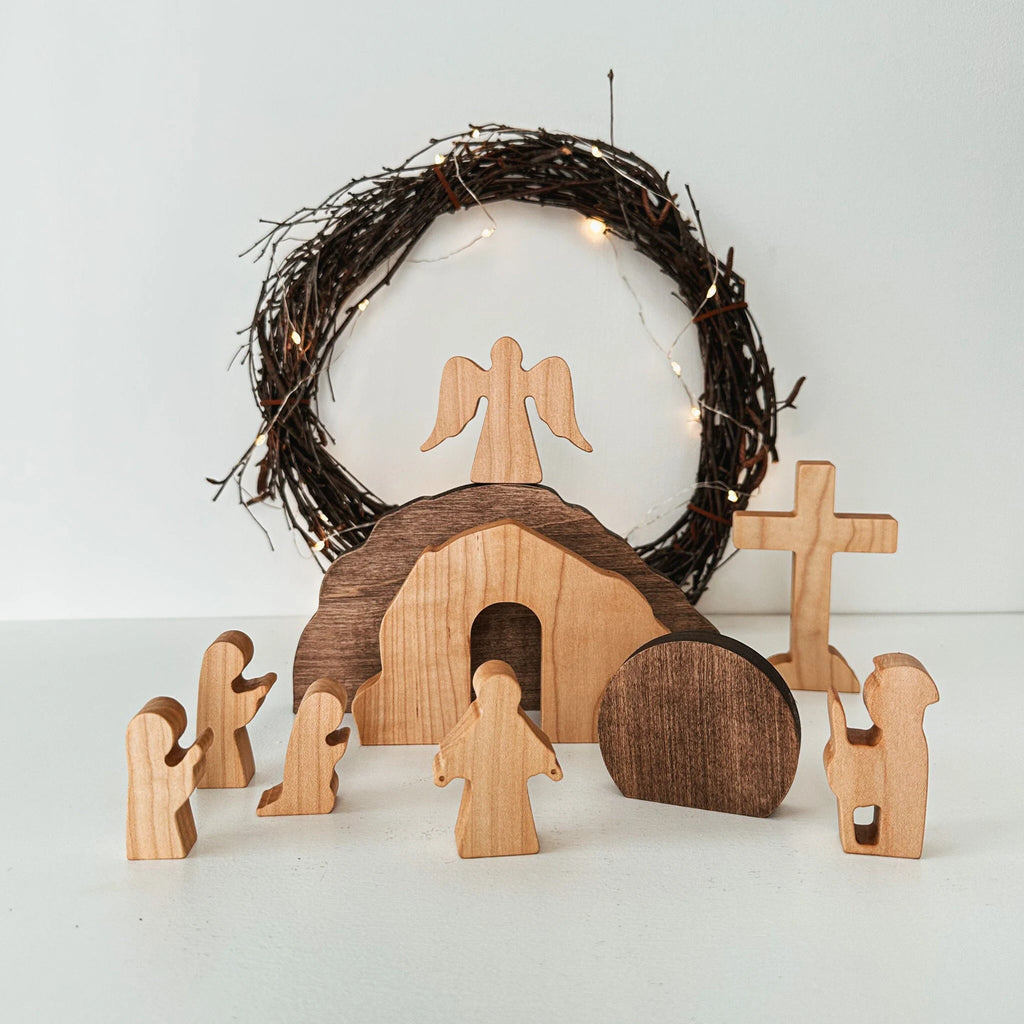 Handmade Wooden Resurrection Scene – Christian Easter Decor & Religious Keepsake Gift