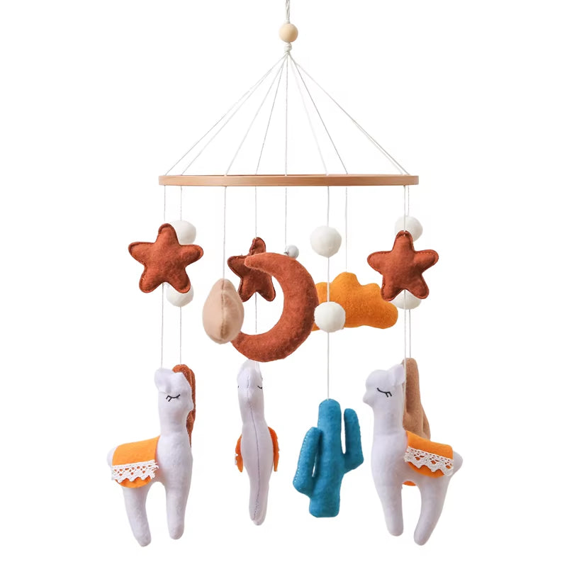 Wooden Baby Crib Mobile – Soft Felt Cartoon Bear Music Hanging Toy for Newborns