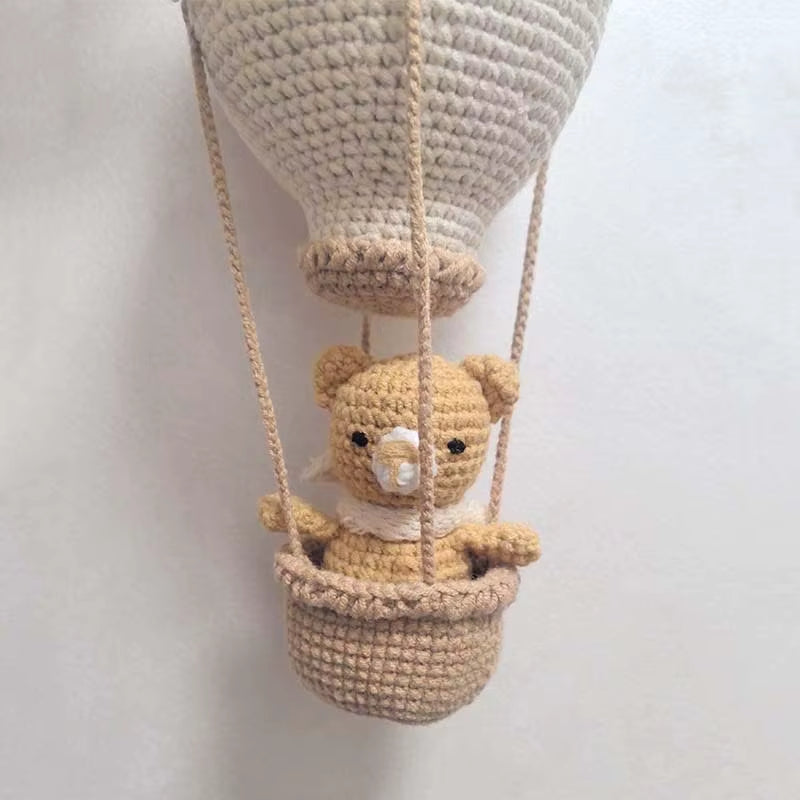 Handmade Crochet Hot Air Balloon – Boho Nursery Wall Hanging & Kids Room Decor
