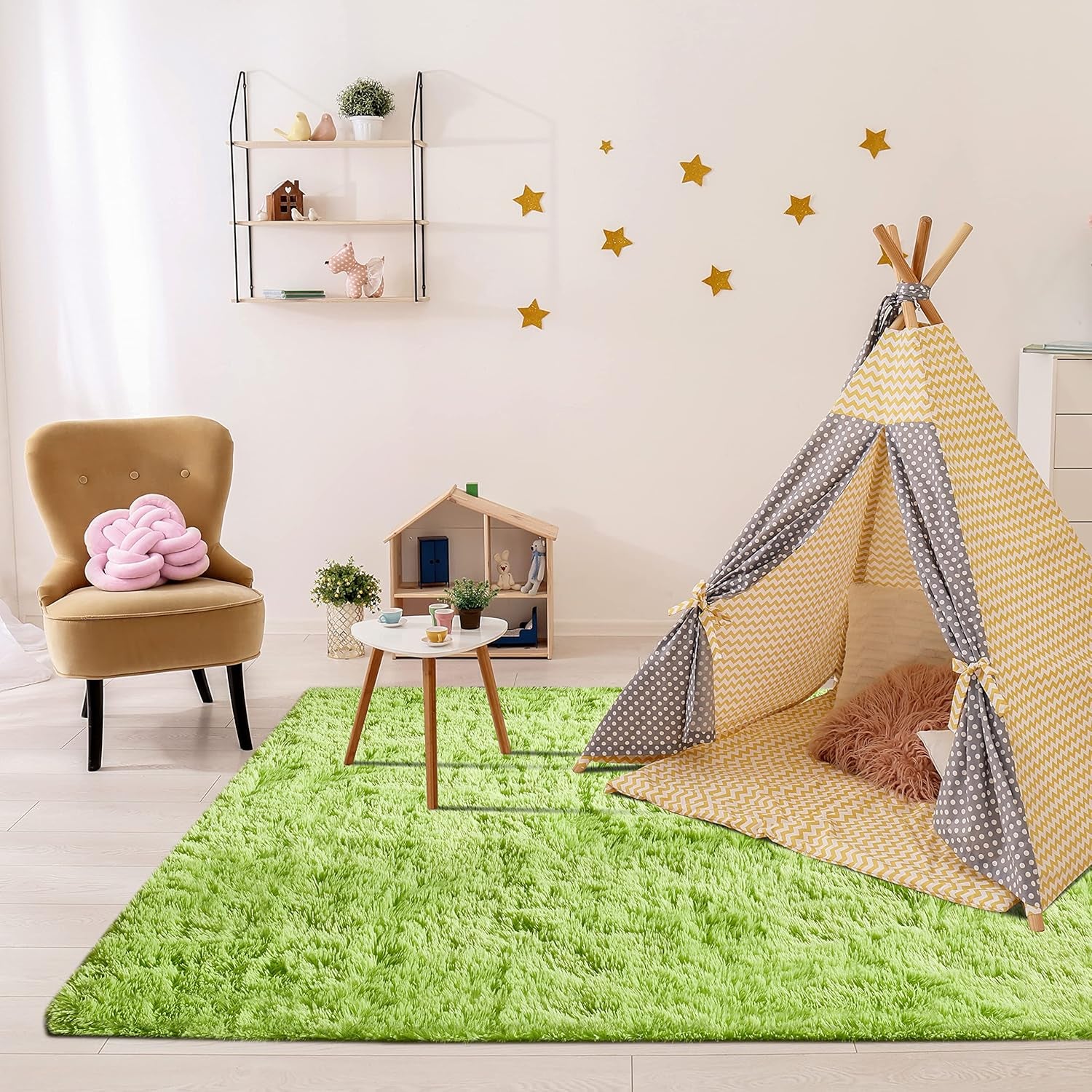 Cloud-Soft Lime Green Shag Rug (5x8) – Ultra Fluffy Plush Carpet for Living Room, Kids & Cozy Spaces