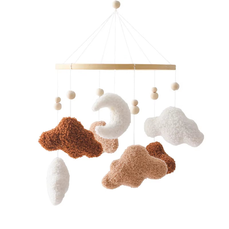 Wooden Baby Crib Mobile – Soft Felt Cartoon Bear Music Hanging Toy for Newborns