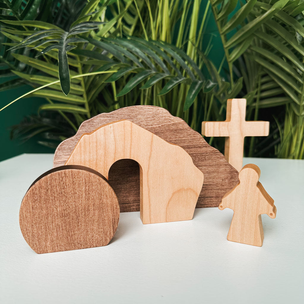 Handmade Wooden Resurrection Scene – Christian Easter Decor & Religious Keepsake Gift