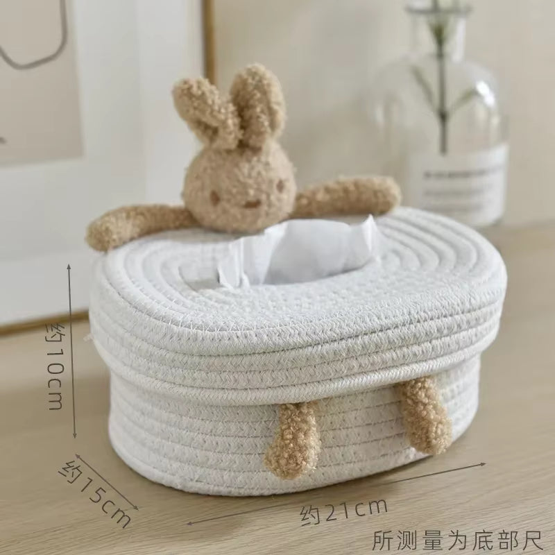 Creative Nordic Style Rabbit & Bear Tissue Box Cover – Home & Living Room Decor