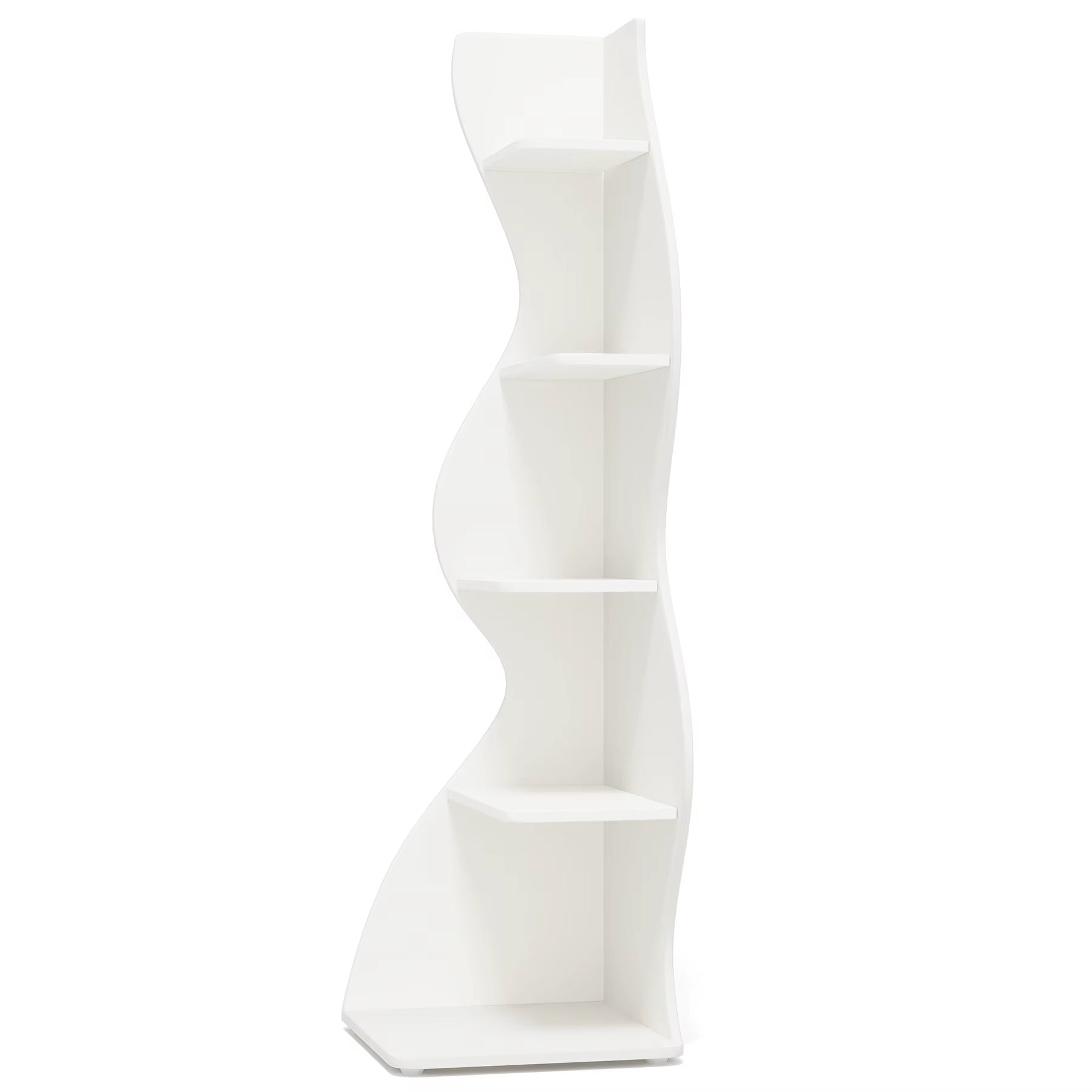 Modern 5-Tier Corner Shelf – White Wall Corner Bookshelf & Storage Unit