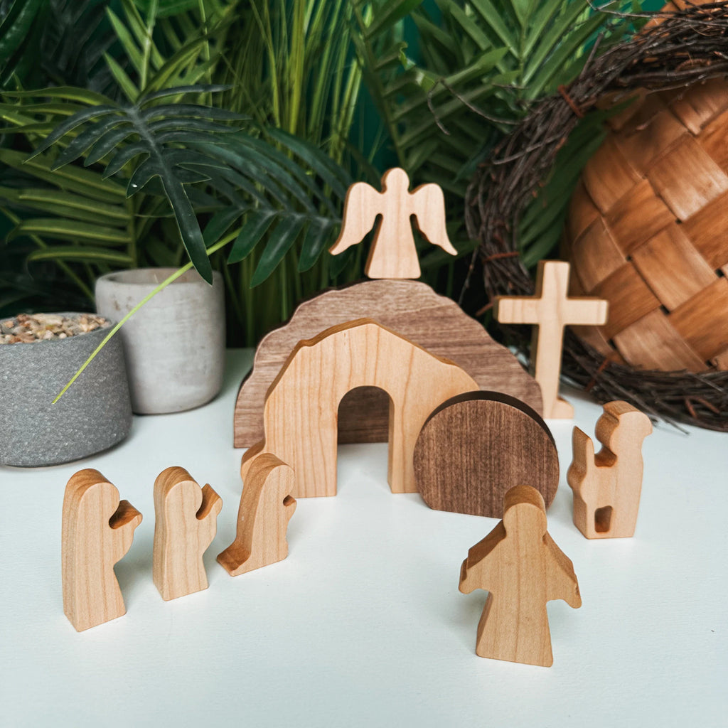Handmade Wooden Resurrection Scene – Christian Easter Decor & Religious Keepsake Gift