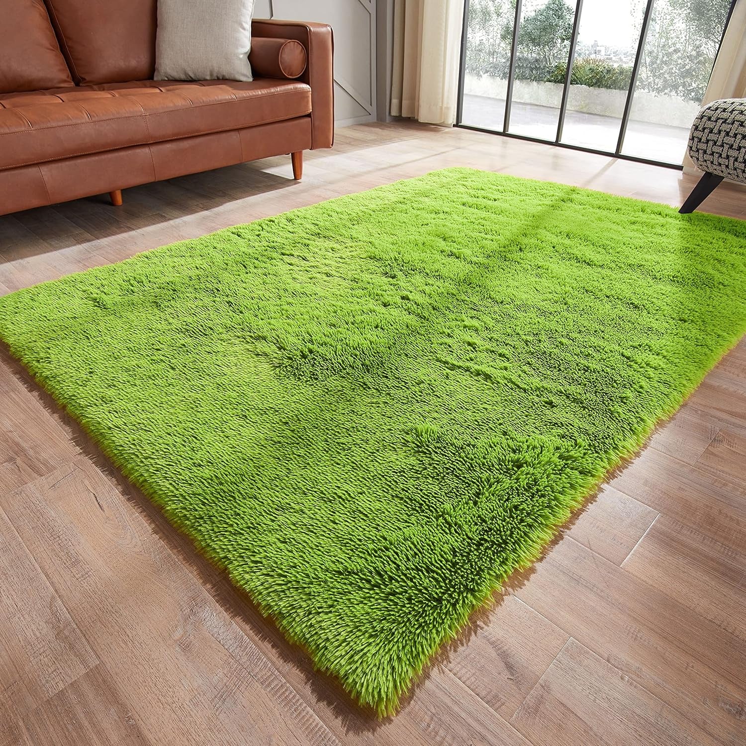 Cloud-Soft Lime Green Shag Rug (5x8) – Ultra Fluffy Plush Carpet for Living Room, Kids & Cozy Spaces