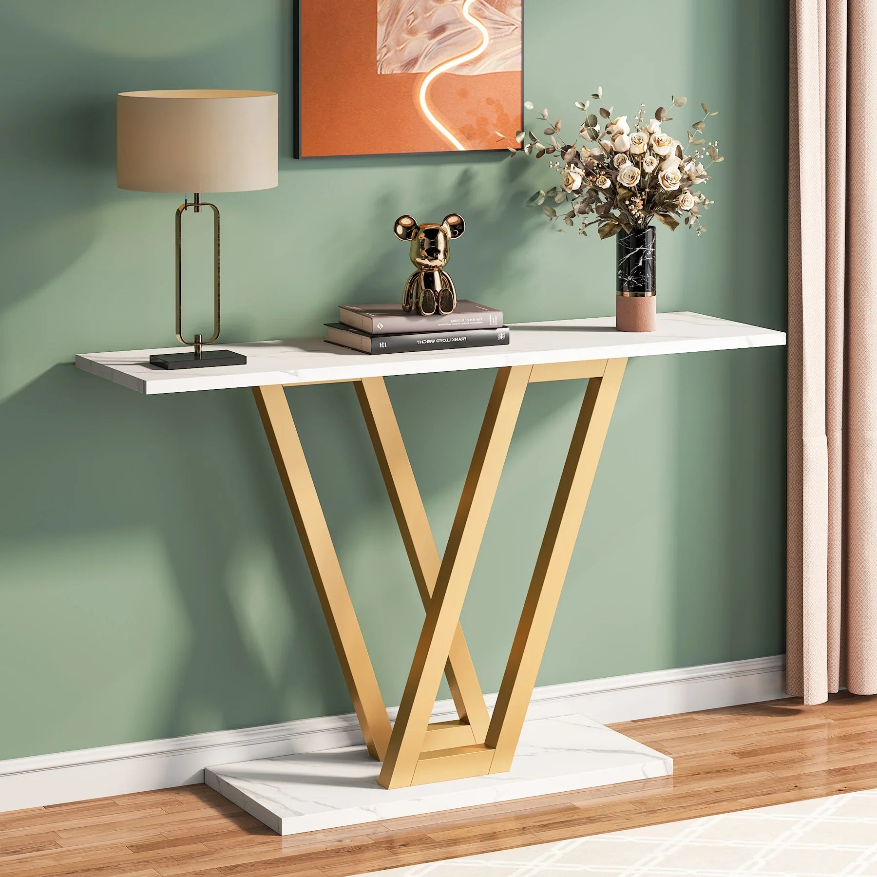 43″ Industrial Console Table – Narrow Entryway & Hallway Table for Living Room