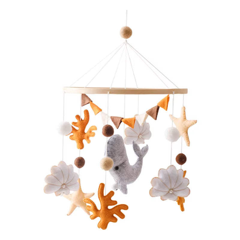 Wooden Baby Crib Mobile – Soft Felt Cartoon Bear Music Hanging Toy for Newborns