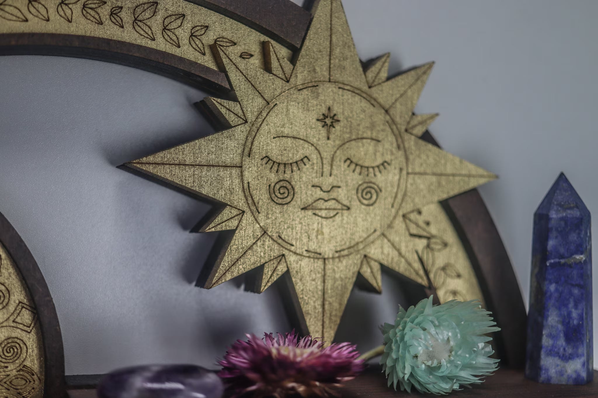 Coppermoon Sun & Moon Spiritual Wall Art – Handmade Celestial Decor for Meditation & Altar Spaces