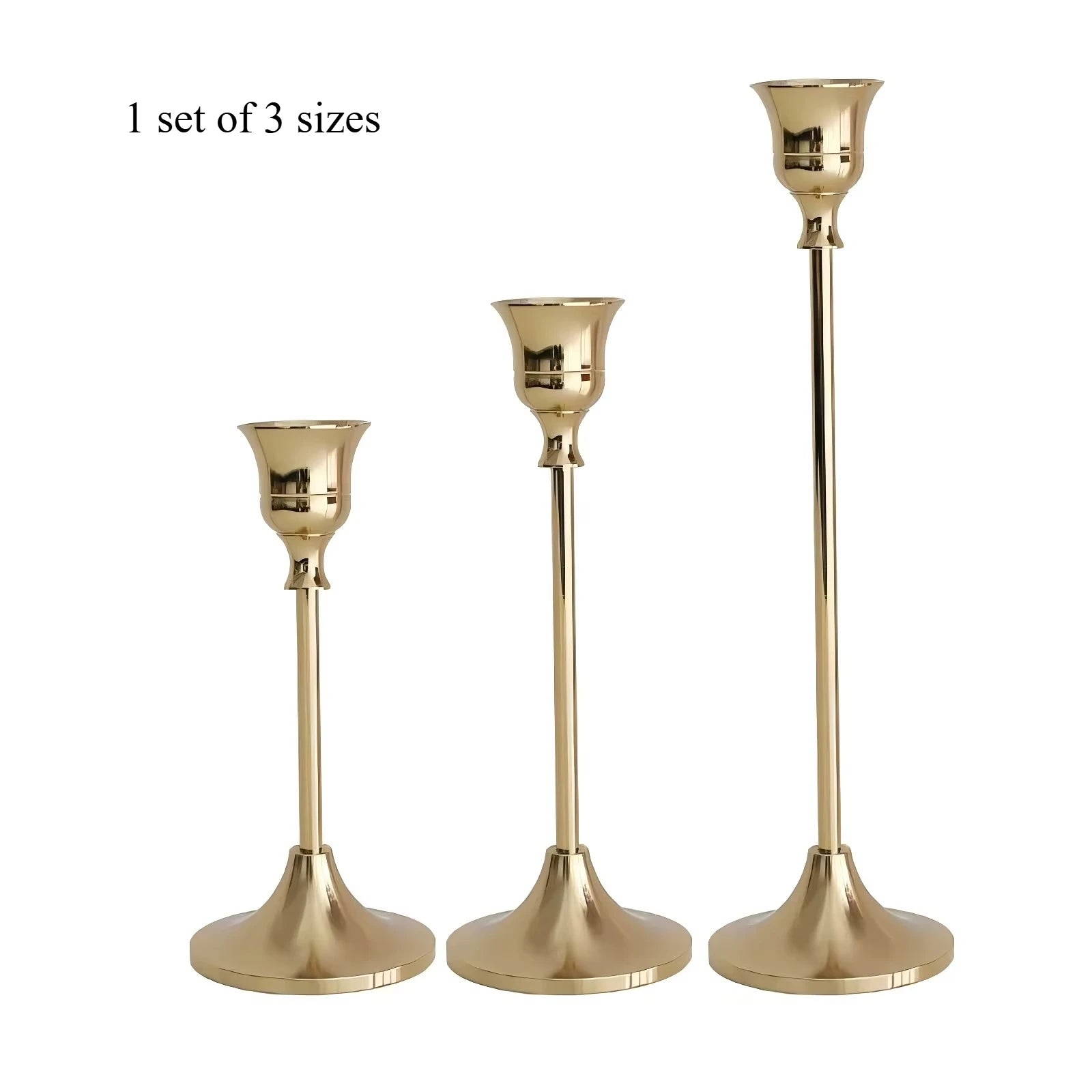 Set of 3 Vintage Metal Tabletop Candle Holders – Elegant Aluminum Candlesticks for Home, Wedding & Hotel Decor