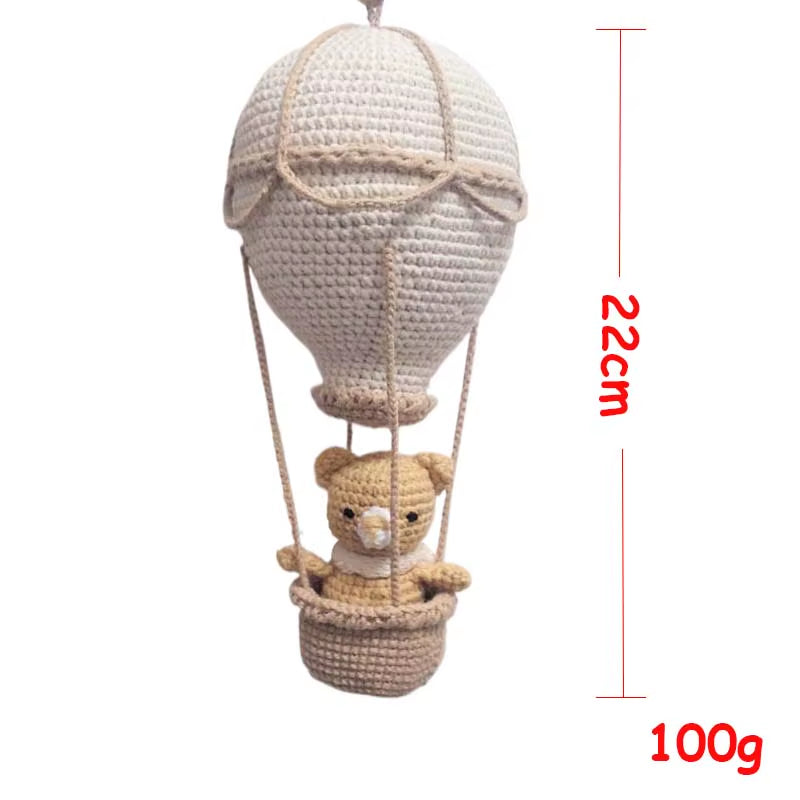 Handmade Crochet Hot Air Balloon – Boho Nursery Wall Hanging & Kids Room Decor