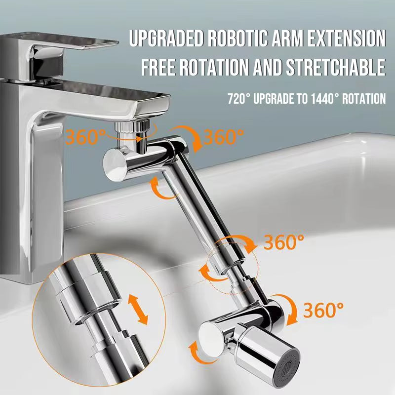 1440° Rotatable Scalable Metal Faucet Extender – Splash-Proof Water-Saving Tap Aerator for Kitchen & Bathroom