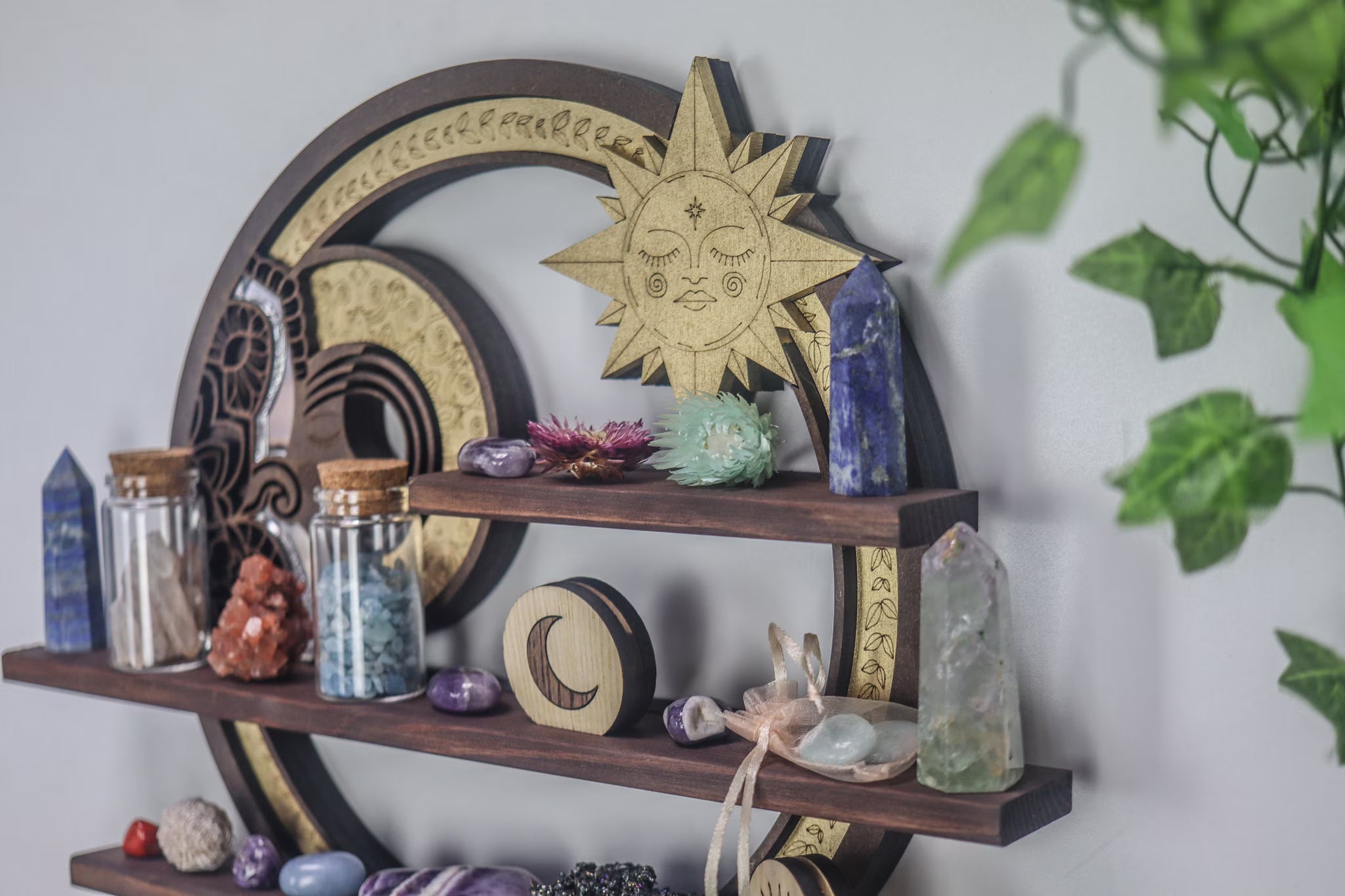 Coppermoon Sun & Moon Spiritual Wall Art – Handmade Celestial Decor for Meditation & Altar Spaces