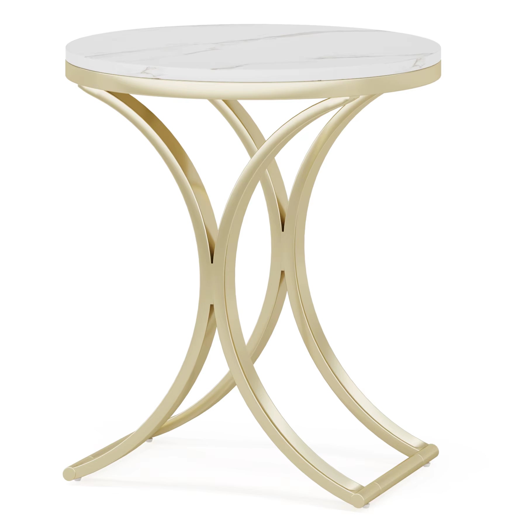 White Gold Side Table round End Table Modern Small Coffee Table Accent C Table Bedside Table