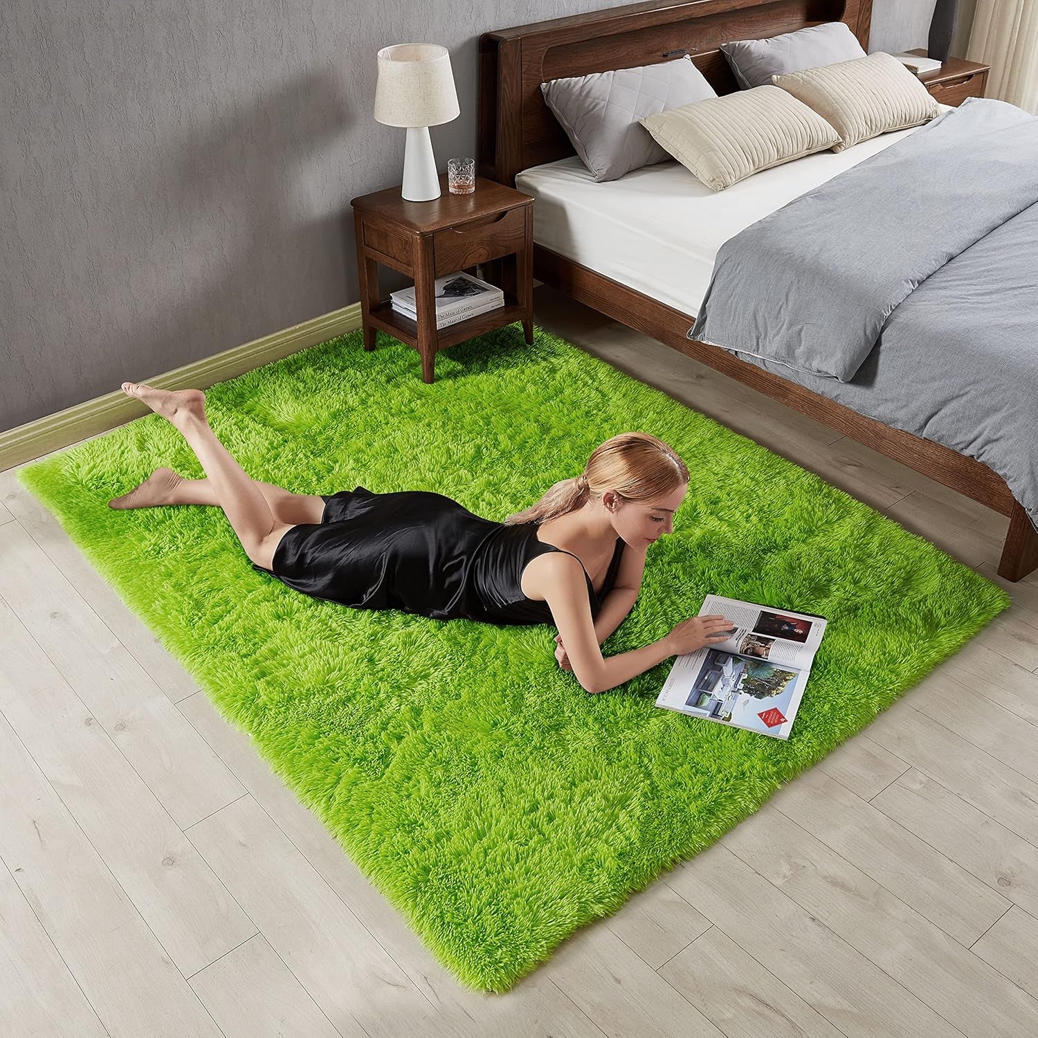 Cloud-Soft Lime Green Shag Rug (5x8) – Ultra Fluffy Plush Carpet for Living Room, Kids & Cozy Spaces
