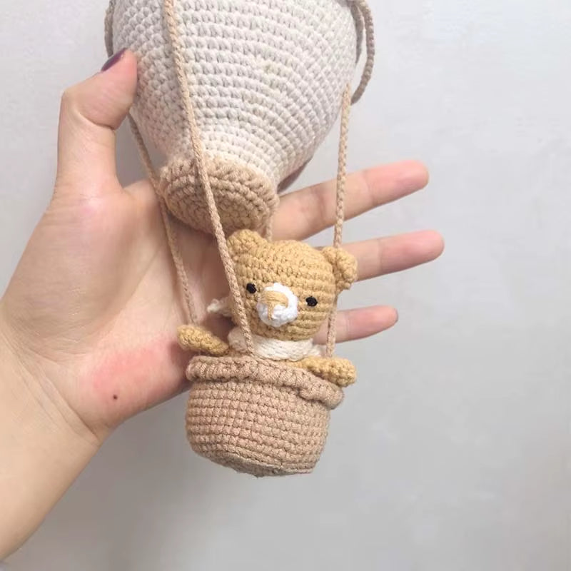 Handmade Crochet Hot Air Balloon – Boho Nursery Wall Hanging & Kids Room Decor