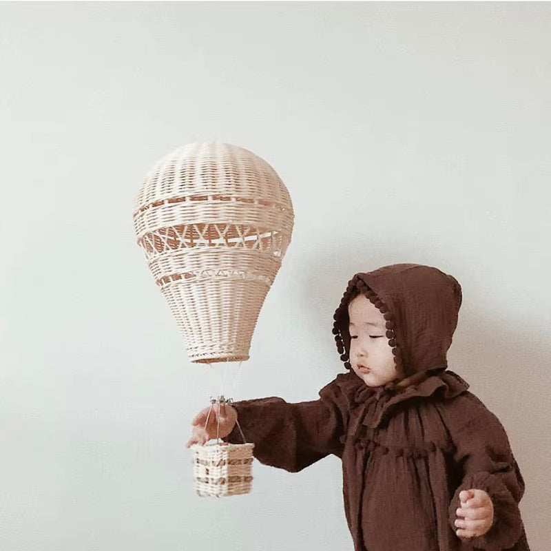 Handmade Rattan Hot Air Balloon – Nordic Wall Hanging & Kids Room Decoration