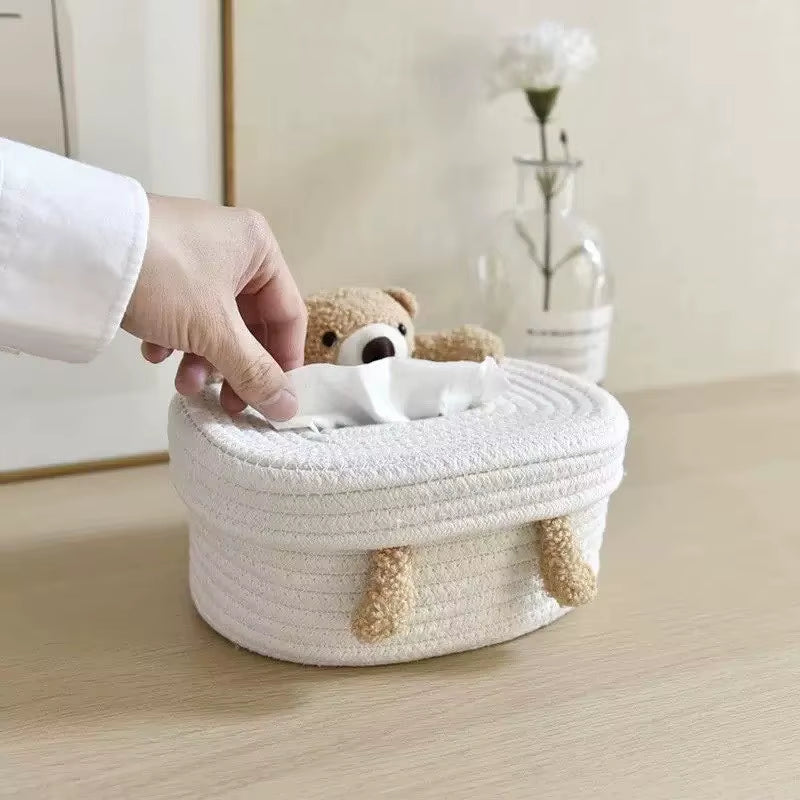 Creative Nordic Style Rabbit & Bear Tissue Box Cover – Home & Living Room Decor