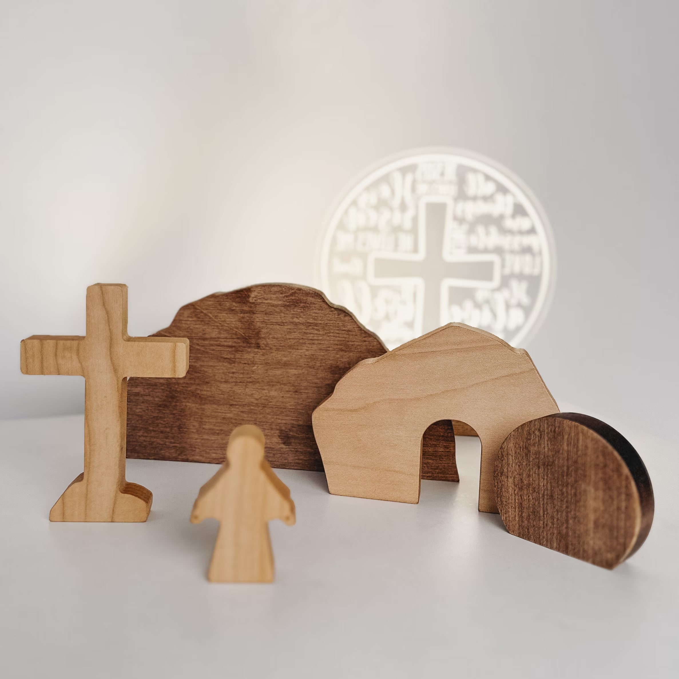 Handmade Wooden Resurrection Scene – Christian Easter Decor & Religious Keepsake Gift
