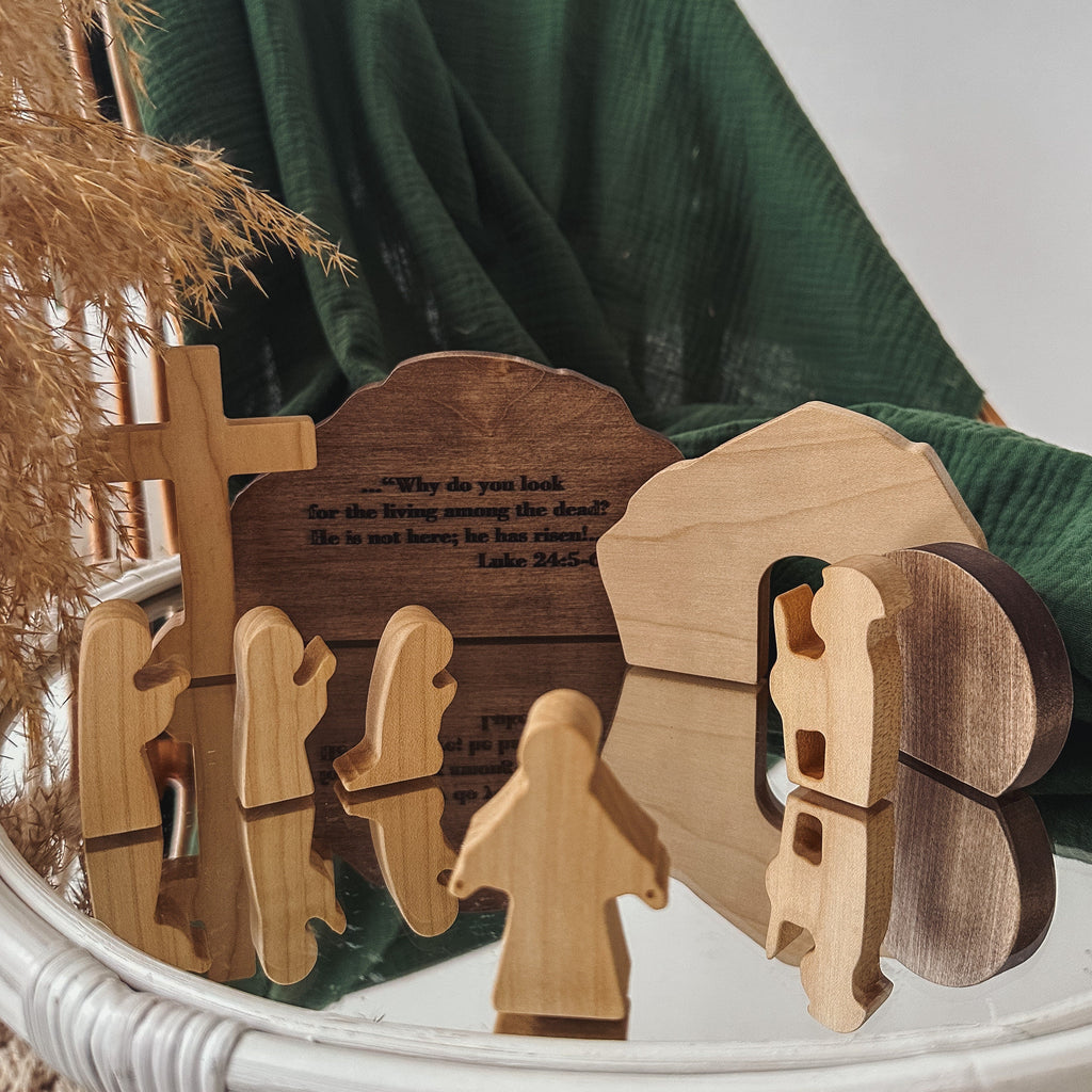 Handmade Wooden Resurrection Scene – Christian Easter Decor & Religious Keepsake Gift