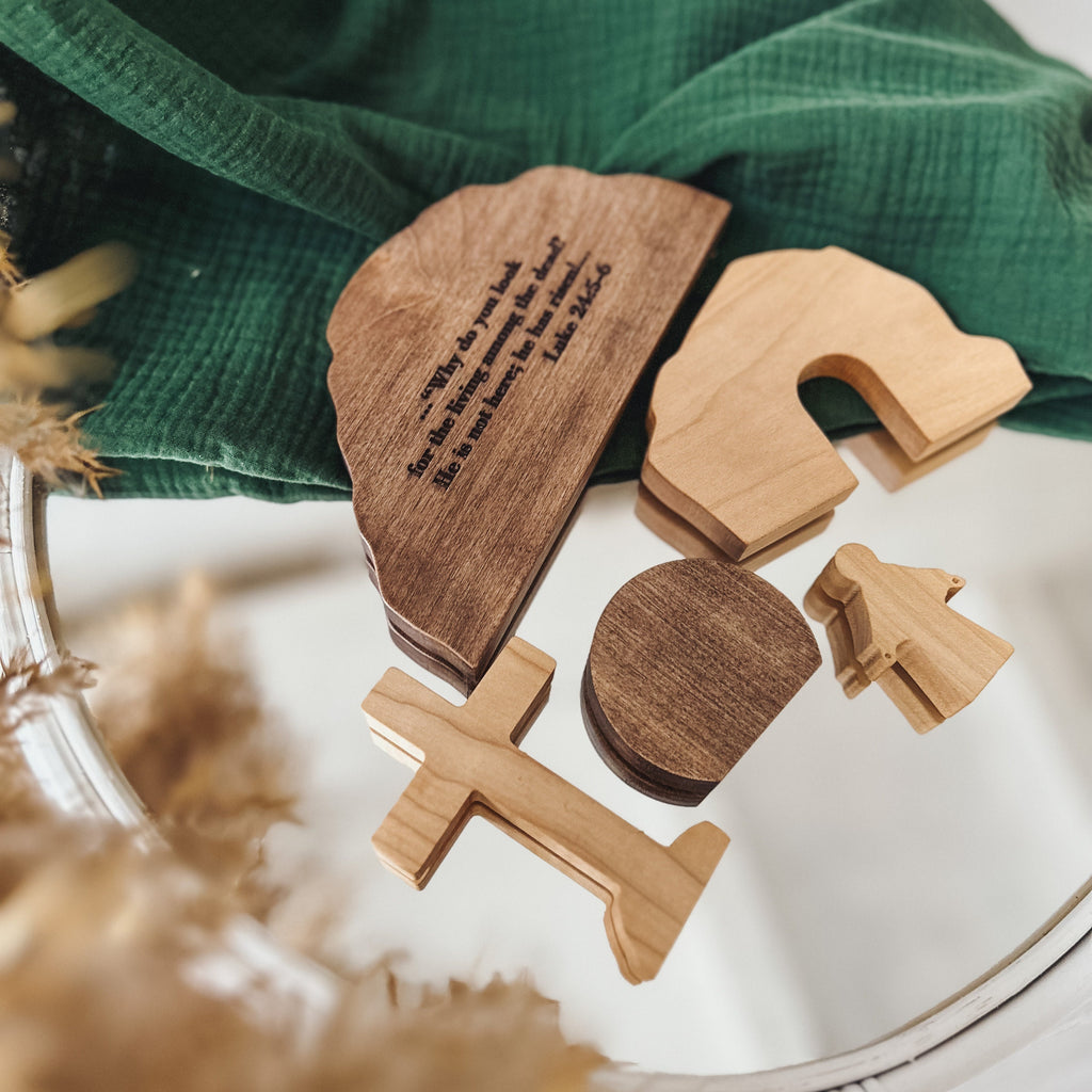 Handmade Wooden Resurrection Scene – Christian Easter Decor & Religious Keepsake Gift