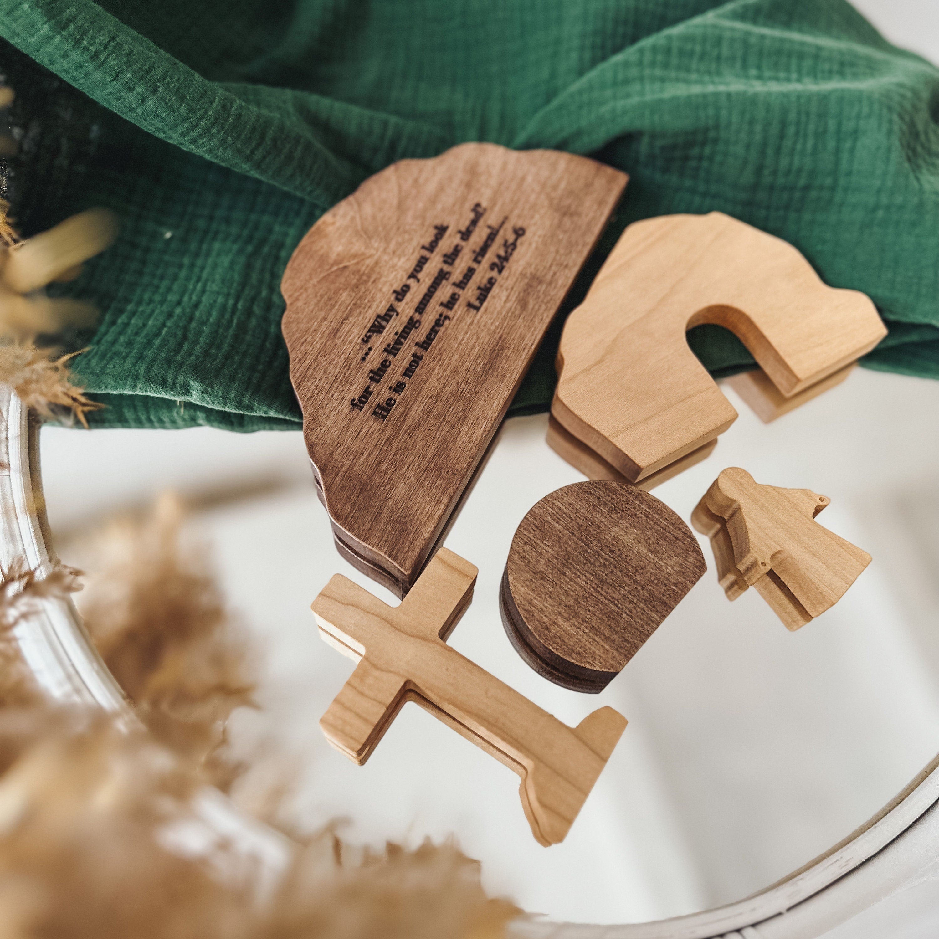 Handmade Wooden Resurrection Scene – Christian Easter Decor & Religious Keepsake Gift